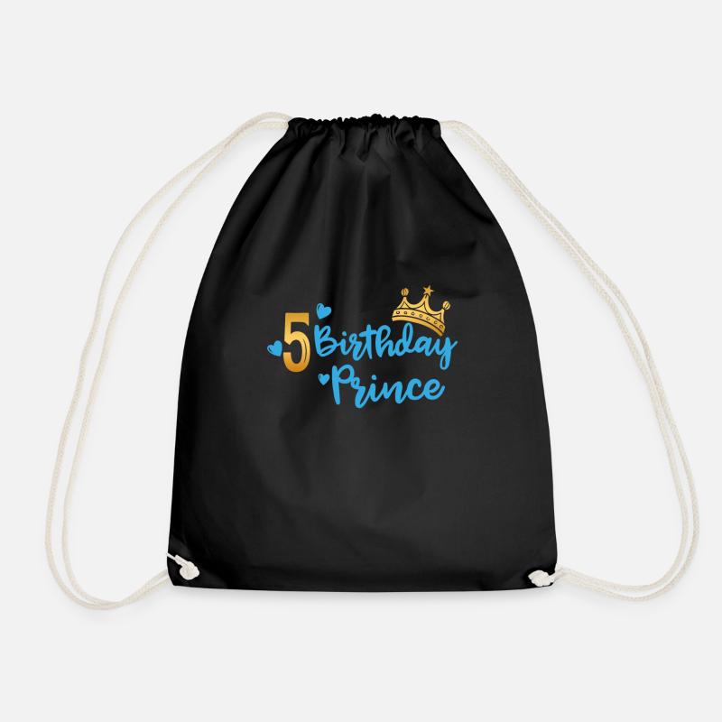 Birthday Prince 5. Geburtstag Boy Junge Geschenk - Turnbeutel - Schwarz