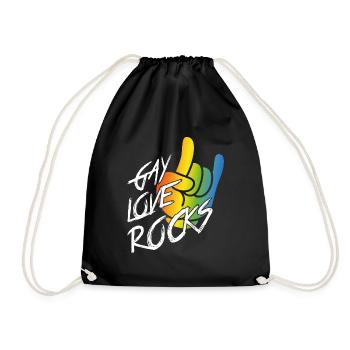Schwule Liebe rockt - Turnbeutel - Schwarz - Vorne