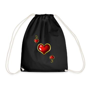 Herz Ass Poker Karte Halloween Kostüm lustig - Turnbeutel - Schwarz - Vorne