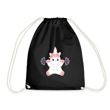 Fitness unicorn - Drawstring Bag - black - Front