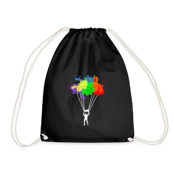 Colorful Parachuting Skydiving Paragliding - Drawstring Bag - black - Front
