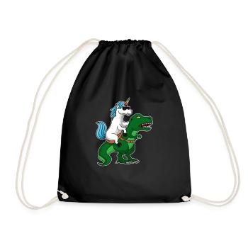 Party unicorn rides on T-Rex dinosaur - Drawstring Bag - black - Front