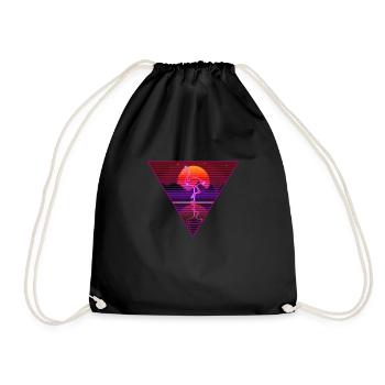 Retro Neon Flamingo Party 80s 90s Vintage Disco - Turnbeutel - Schwarz - Vorne