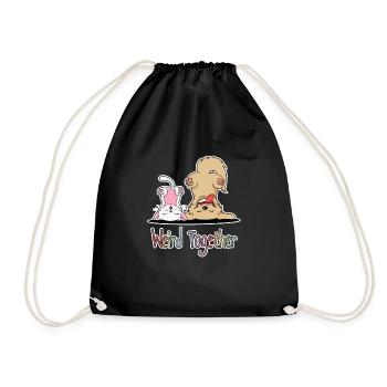 Weird Together - Cat Dog Friendship Pets - Drawstring Bag - black - Front