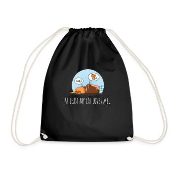 At Least My Cat Loves Me - Cat Owner Dreaming - Drawstring Bag - black - Front