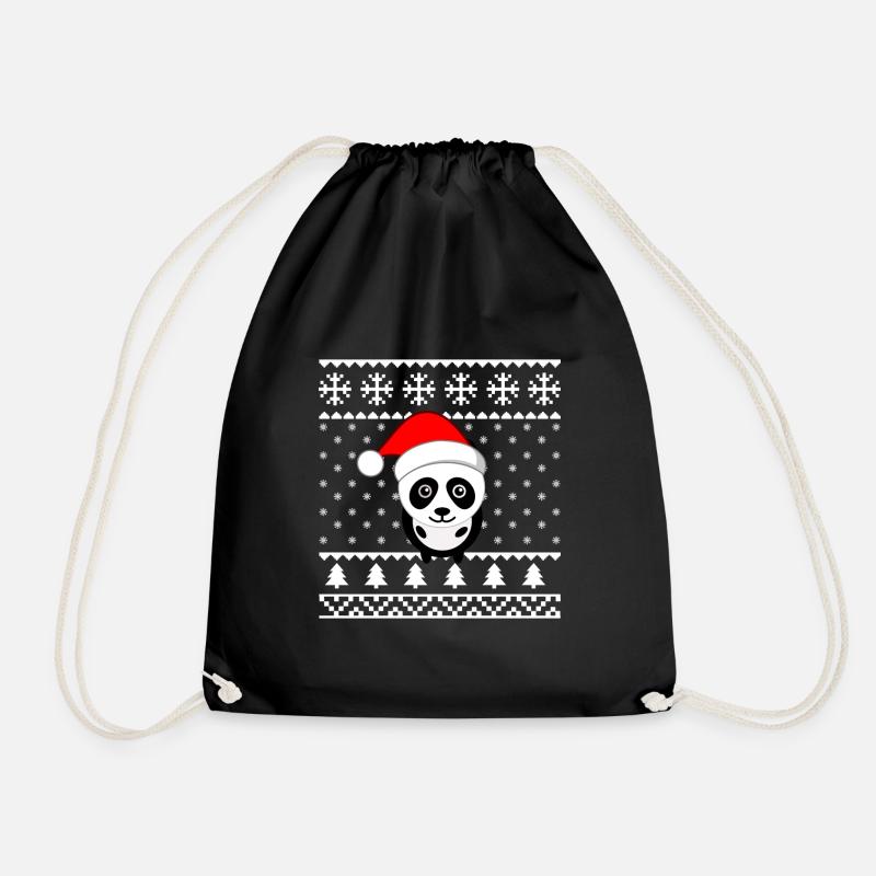 Christmas Panda Weihnachten Geschenkidee Geschenk - Turnbeutel - Schwarz