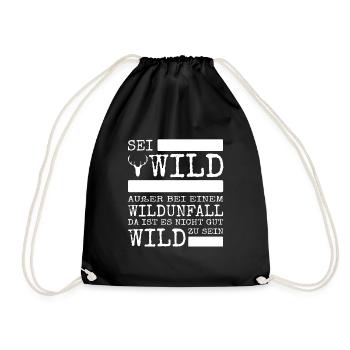 Be wild except for a wildlife accident funny shirt - Drawstring Bag - black - Front