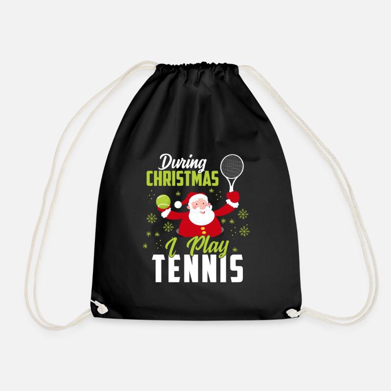 Tennis Weihnachtsmann - Turnbeutel - Schwarz