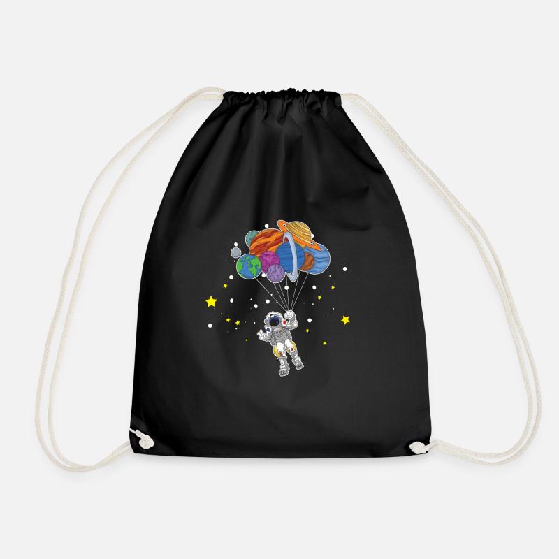 Balloon astronaut i need my space gift - Drawstring Bag - black