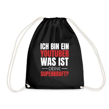 Youtuber Youtube Geschenkidee Vloger - Turnbeutel - Schwarz - Vorne