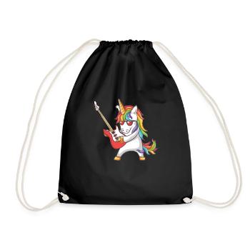 Einhorn mit E-Gitarre - Turnbeutel - Schwarz - Vorne