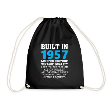 Built in 1957 - Drawstring Bag - black - Front
