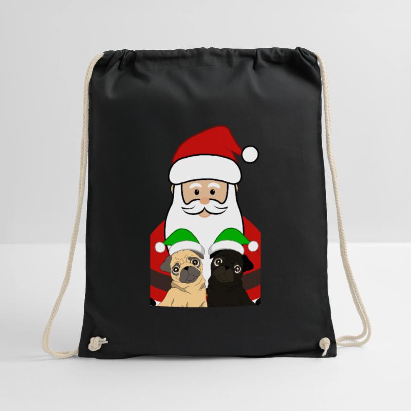 Weihnachtsmann mit Möpse Mops Geschenk Turnbeutel