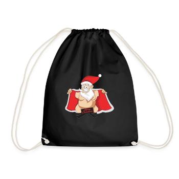 Merry Christmas Nackter Weihnachtsmann Geschenk - Turnbeutel - Schwarz - Vorne