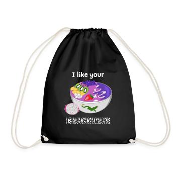 Smoothie Bowl - I like your berries white - Drawstring Bag - black - Front