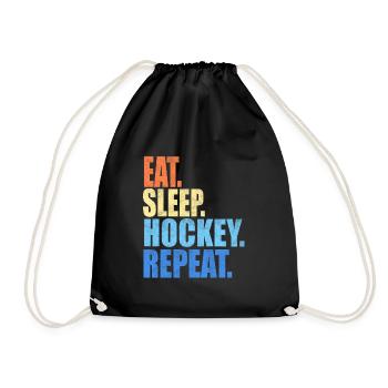 Eat Sleep Hockey Repeat - Drawstring Bag - black - Front