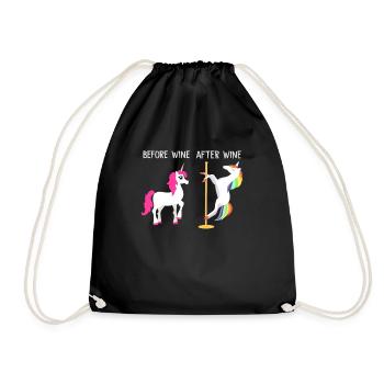 Drunken Stripping Unicorn Wine - Drawstring Bag - black - Front