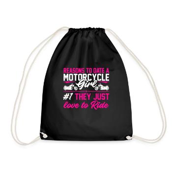 Sexy Biker Gift Motorcycle Dates Bikes - Drawstring Bag - black - Front