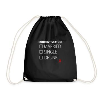 Alcohol Beer Drunk Single Funny Gift - Drawstring Bag - black - Front