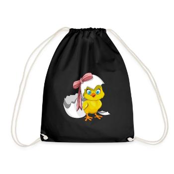 Oster Kücken Ostern Geschenk Geschenkidee - Turnbeutel - Schwarz - Vorne