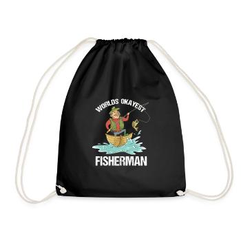 Fishing gift fish fish funny carp - Drawstring Bag - black - Front