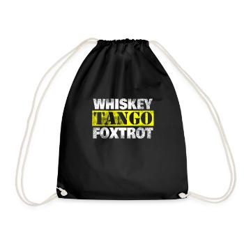 WTF Whiskey Tango Foxtrot What the Fuck Gift - Drawstring Bag - black - Front