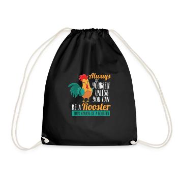 Rooster gift rooster chickens farm - Drawstring Bag - black - Front