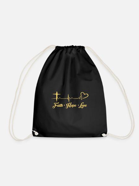 Faith Love Hope Christian Gift Ideas - Drawstring Bag - black
