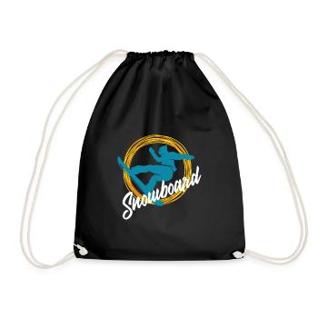 Snowboard Snow Winter Sports Gift Board Cold - Drawstring Bag - black - Front