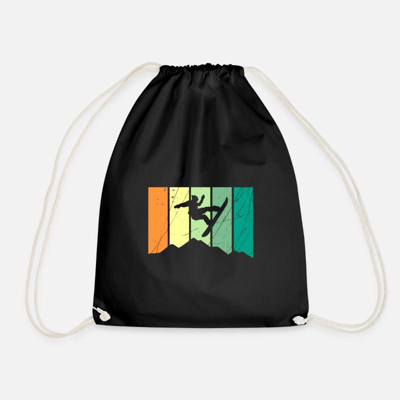 Snowboard Snowboard Snowboard Snowboard Snowboard - Drawstring Bag - black