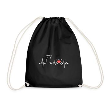 Chihuahua Dog Heartbeat ECG Love Gift - Drawstring Bag - black - Front