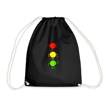 Traffic light male driving school car - Drawstring Bag - black - Front