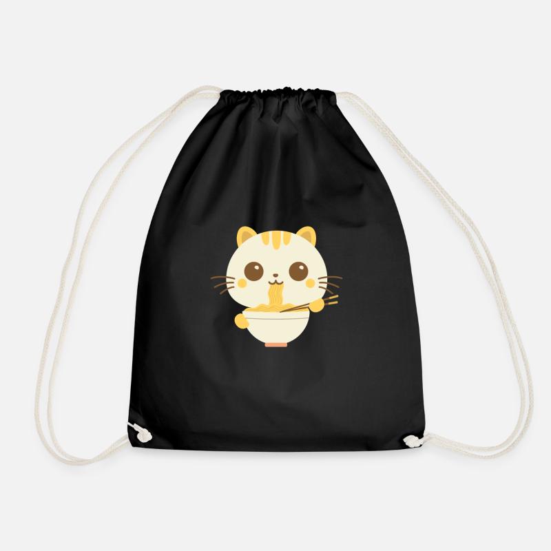 Japan anime t-shirt gift jpop manga cat - Drawstring Bag - black