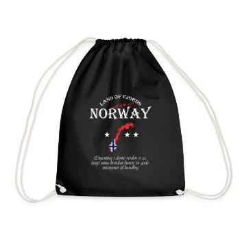 norwegen Land der Fjorde - Turnbeutel - Schwarz - Vorne