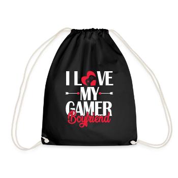 I Love My Gamer Boyfriend - Drawstring Bag - black - Front