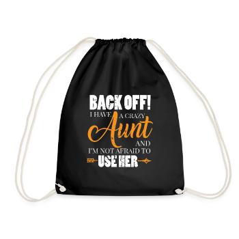 Beware crazy aunt - Drawstring Bag - black - Front
