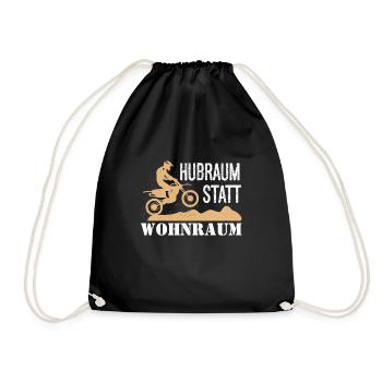 Displacement instead of living space - biker, motorcycle, gift - Drawstring Bag - black - Front