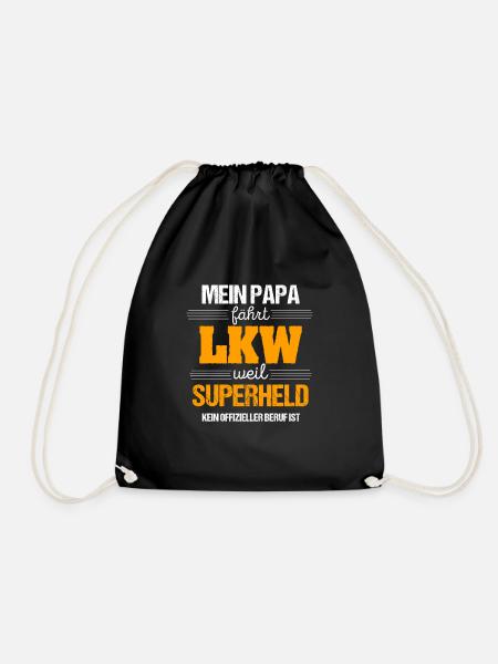 Truck driver or superhero - father, trucker, truck - Drawstring Bag - black