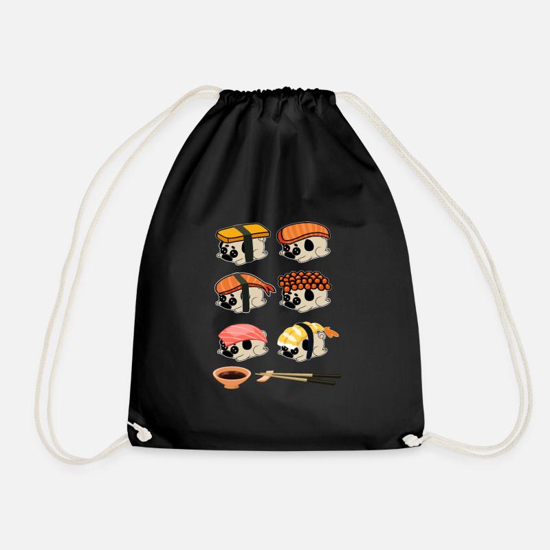 Sushi Hunde Süß Mops - Turnbeutel - Schwarz