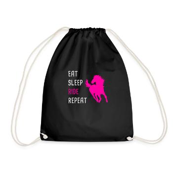 Eat sleep ride repeat horses - Drawstring Bag - black - Front