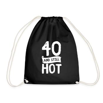 40s Birthday 40 Years Forty Hot Gift - Drawstring Bag - black - Front