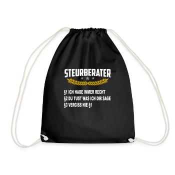 Steuerberater hat immer Recht lustig Geschenk - Turnbeutel - Schwarz - Vorne