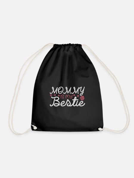 MOMMY IS MY BEST EXPECTING mom gift - Drawstring Bag - black