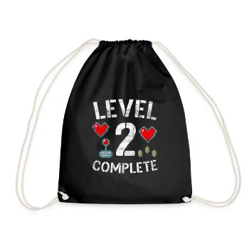 Level 2 Complete 2nd Wedding Anniversary Video Gam - Drawstring Bag - black - Front