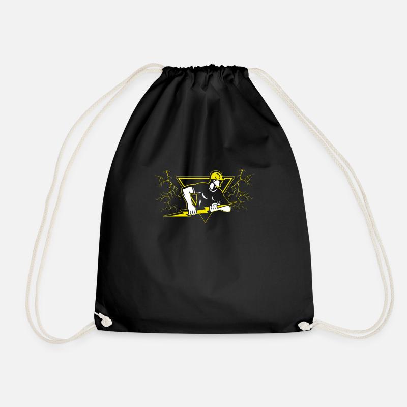 Electrician electricity electricity - Drawstring Bag - black