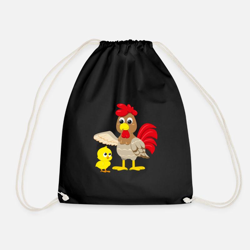 Comic Design Huhn mit Küken - Turnbeutel - Schwarz
