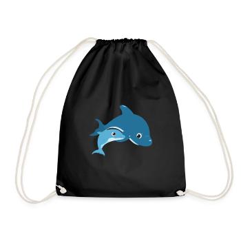 dolphin - Drawstring Bag - black - Front