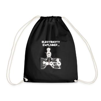 Electrician Electricity Physics Ohm Volt Funny Gift - Drawstring Bag - black - Front