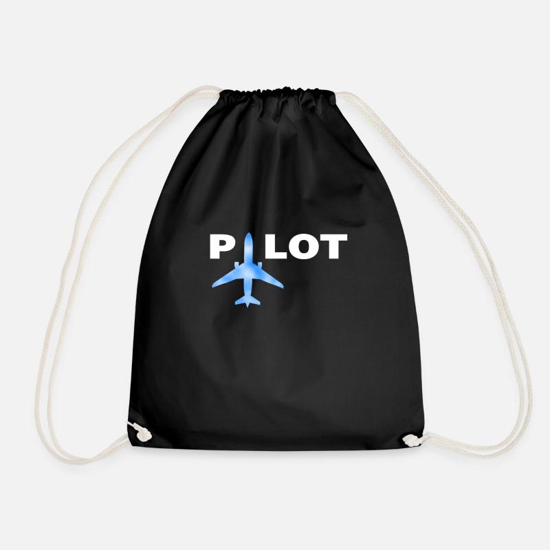 Pilot Pilots Gift T-Shirt - Drawstring Bag - black
