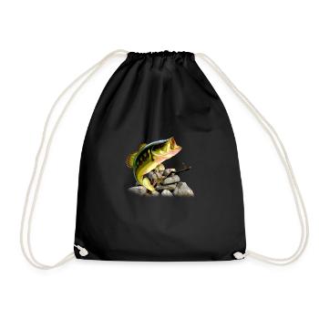 Angler fishing fishing fish - Drawstring Bag - black - Front